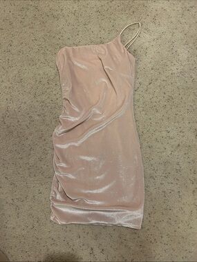 Lucy in the Sky Glitter One Shoulder Slip Dress in Champagne Blush